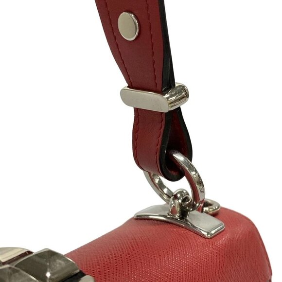 Auth PRADA Electra 1BA179 Fuoco Nero (Red) Black City Calf Saffiano Leather - Picture 11 of 16